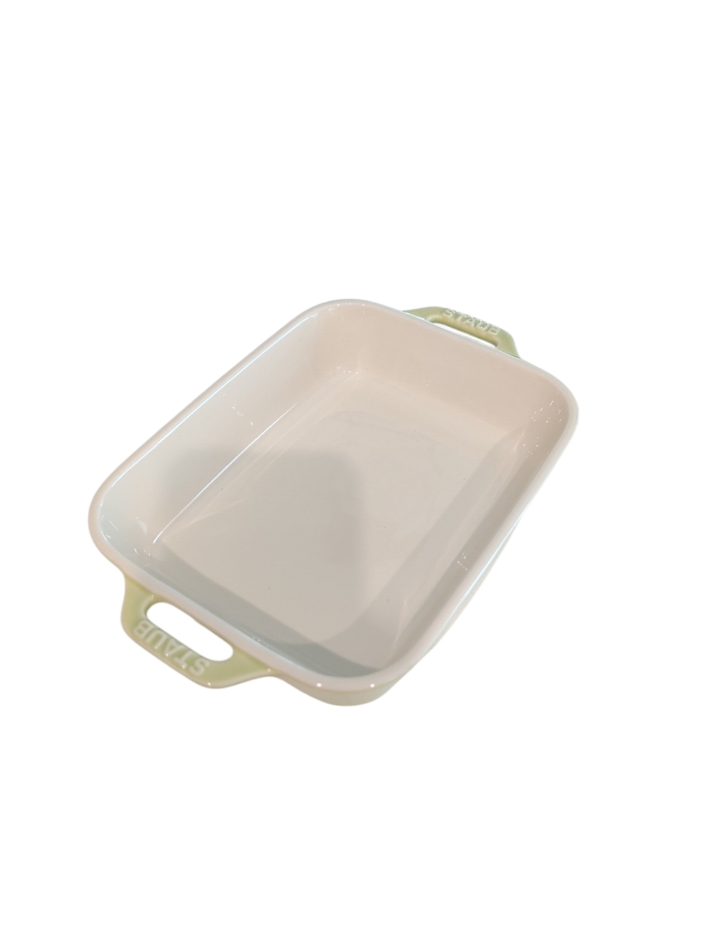 Staub Ceramic Rectangular Baking Dish Green 2 Handle Oven Dish EUC